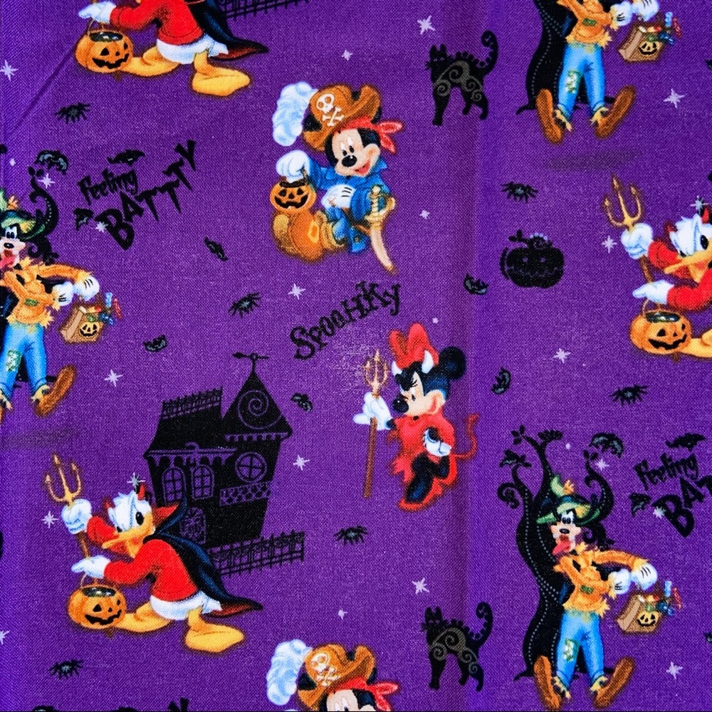 Disney Minnie Mickey Mouse Spooky Halloween Fabric 1/3 Yard 12x44 Purple/Multi